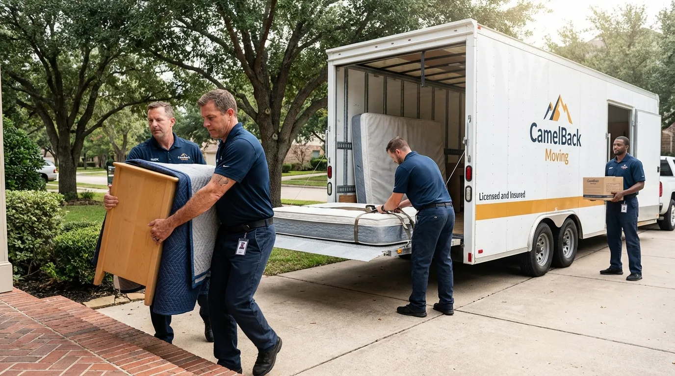 Crew loading residential truck for cross-state move from Fairhope, PA