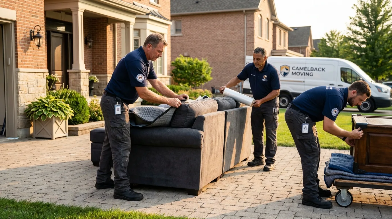 Large estate moving crew wrapping furniture in Fairhope, PA