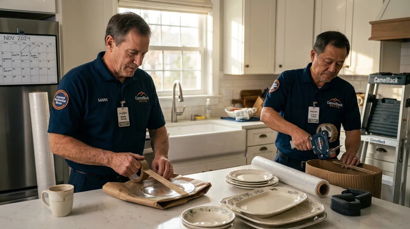Professional crew packing kitchen dishware in Fairhope, PA